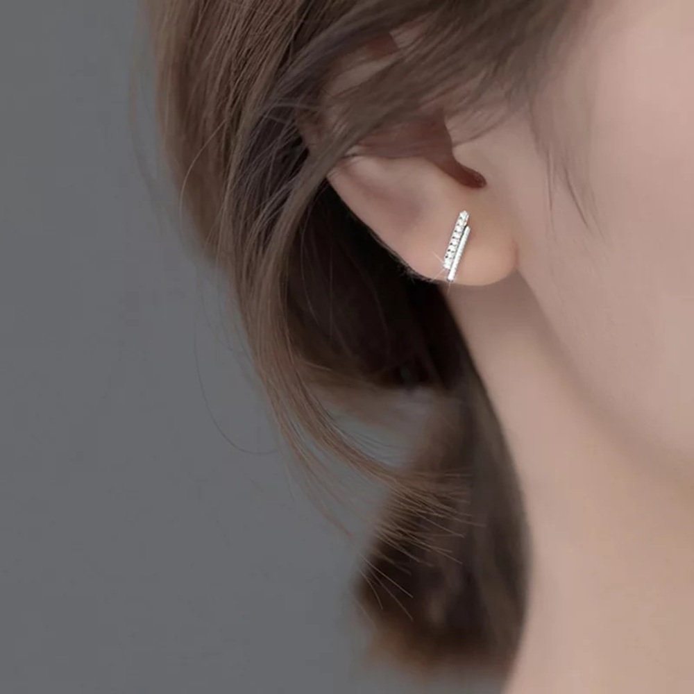 Sterling Silver Simulated Diamond Stud Earrings